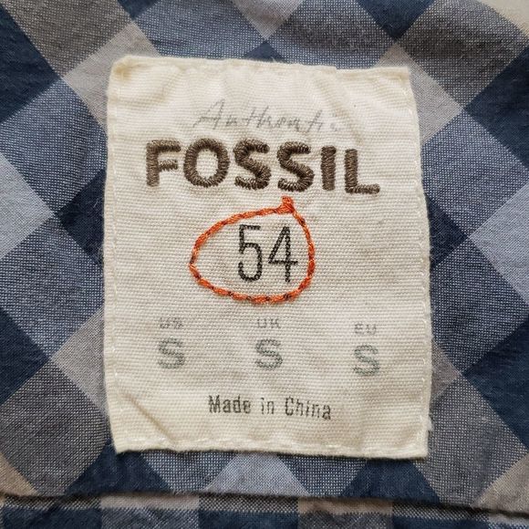 FOSSIL Men's Plaid Button Down Shirt Blue Gray - Picture 10 of 11